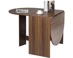 Multifunctionele opvouwbare tafel, uitklapbare zijuitschuifbare eettafel, ronde uitschuifbare eettafel met gehumaniseerde ronde randen, ruimtebespaarder voor eetkamer keuken, huis compact design houtnerf meubelen