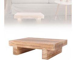 Multifunctionele Paulownia Houten Voetenbank - Vintage Houten Stapstoel - Draagbare Bed Voetensteun Onder Bureau voor Binnen en Buiten Gebruik (25 x 18 x 7 cm)