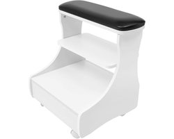 Multifunctionele Pedicure Stoel met Lade en Wielen - Mobiele Voetenbadkruk voor Thuis en Salon - Zwart