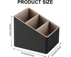 Multifunctionele Pennenhouder en Bureau Organizer met 3 Compartimenten voor Thuis en Kantoor, Ideaal voor TV- en Bureau-accessoires, Zwart