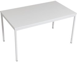 Multifunctionele Rechthoekige Tafel met dik Melamine blad, Stalen Frame en Verstelbare Poten, ideaal als Bureau, Vergadertafel, Kantoortafel, Werktafel of Eettafel | Grijs 120 x 60 x 75 cm
