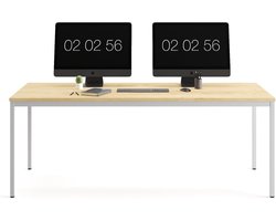 Multifunctionele Rechthoekige Tafel met Melamine Blad en Stalen Frame - Ideaal als Bureau, Vergadertafel, Kantoor- en Eettafel - 140 x 70 x 75 cm