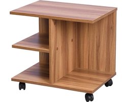 Multifunctionele salontafel voor woonkamer - bank tv-tafel met wielen - tijdschriften nachtkastje - melaminehout (walnoot)