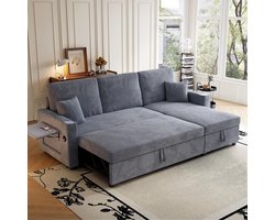 Multifunctionele Slaapbank, L-vormige Hoekbank, 3-Zits Bank, een Ruime bank, Bank met Opbergruimte, een Slaapbank op de vloer en Opbergruimte: de Modulaire Bank en Loungeset van AR zijn Geschikt voor uw Woonkamer en Appartement-Grijs