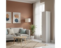 Multifunctionele Smalle Kast met 4 Verstelbare Legplanken – Dossierkast & Organizer 180 cm Hoog – Witte Opbergkast van MDF Hout voor Boeken, Kleding en Documenten – Novihome FlexiOrganizer