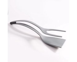 multifunctionele spatel - grijs - keukengereedschap - kook accessoire - Bbq accessoire - 2 in 1 spatel/tang - hittebestendig - Nylon spatel - duurzaam - vaatwasserbestendig