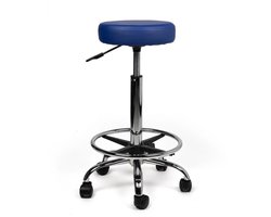 Multifunctionele Tabouret Kruk Blauw – Moderne Zitkruk met Comfortabele Zitting – Perfect voor Elke Kamer – Duurzaam & Licht van Gewicht - Hoog (70-86cm) / met Voetsteun / Standaard wielen