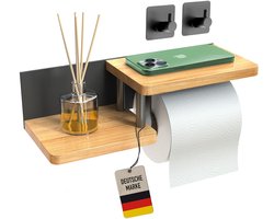 Multifunctionele toiletpapierhouder - bamboe - zelfklevend