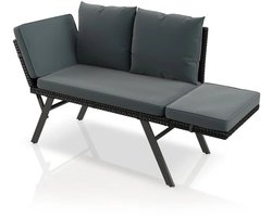 Multifunctionele Tuinbank - Polyrotan - Zwart / Grijs
