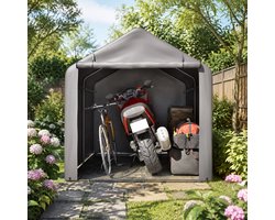 Multifunctionele tuinhuis - Tuinhuis met Schuin Dak – Gereedschapsschuur - Fietsschuur - 160x220x165 cm - Garagetent - Outdoor Tuinopslag - Weerbestendig - Grijs