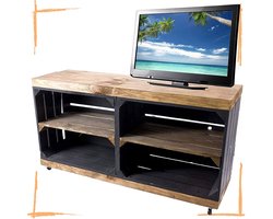 Multifunctionele TV-kast met wielen en vintage kisten design 100 cm x 30 cm x 50 cm