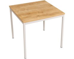 Multifunctionele Vierkante Tafel - Stalen Frame, Verstelbare Poten & Melamine Blad - Ideaal als Bureau, Vergadertafel of Eettafel 80x80 cm