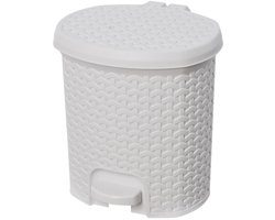Multifunctionele vuilnisemmer met deksel rotan design inhoud 55 l afmetingen 225 x 24 x 26 cm Scandinavisch wit