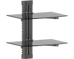 Multimedia Wandrek Glazen Rek voor DVD, Blu-Ray, Spelers en Gameconsoles