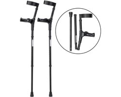 MultiMotion opvouwbare elleboogkrukken ergonomisch - Zwart - Inklapbaar met opbergtasje– Krukken anatomische handvatten, gesloten manchet - Set - paar van 2