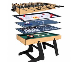 Multispeeltafel 12-in-1 – Inklapbaar – Tafelvoetbal, Biljart, Tafeltennis, Airhockey & Bordspellen – 120 cm