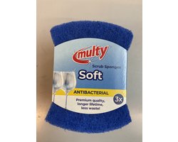 Multy Hydrofiel Schuim Schuursponzen 3 Stuks Blauw