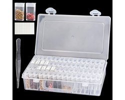mumisuto 64-vaks kunststof zaden opbergdoos, zadenopslag organizer met etiket sticker, zaden organizer, zaadcontainer opslag voor tomatenzaden, chilizaden, Diamond Painting accessoires