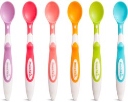 Munchkin kinderbestek Set van 6 lepels - Soft Spoons 6 Baby - Kinder Lepeltjes - Zachte Tuit - Baby Bestek - Per 6 Stuks - Vanaf 3 Maanden
