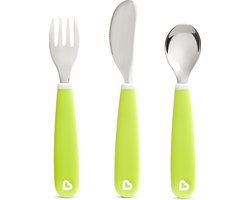 Munchkin kinderbestek - Splash Kleuter Besteksetje - Vork, Mes en Lepel - Set van 3 - Kinderbestekset - Kleur Groen - vanaf 18 maanden