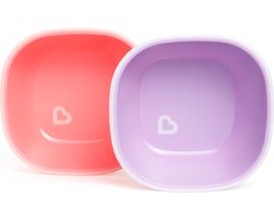 Munchkin kinderservies kommetjes - Splash Anti-Slip Kommetjes - Diepe Wanden - Vaatwasser- en Magnetronbestendig - Per 2 Stuks - Vanaf 6 Maanden - Paars/Roze