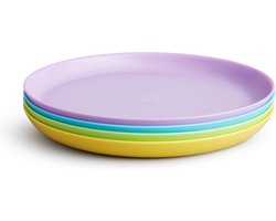 Munchkin Multi Gekleurde Bordjes voor Kinderen - Vrolijke Kleurtjes - Magnetron- en Vaatwasserbestendig - Per 4 Stuks