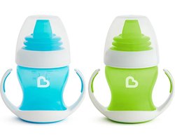 Munchkin Overgangsbeker - Gentle first cup - 2-pack - Ant-lek beker voor baby's - Munchkin drinkbeker - Vanaf 4 maanden - 118ml - Blauw & Groen