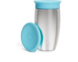 Munchkin Roestvrijstalen Drinkbeker - Miracle® 360° Sippy Cup - Koelt tot 10 uur - Anti-Lek Drinkbeker - 266ml - Blauw - Vanaf 12 Maanden
