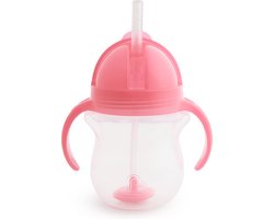 Munchkin Tip & Sip Antilek Rietjesbeker - Drinkbeker met Rietje - Vaatwasserbestendig - Vanaf 6 maanden - 207ml - Roze - Munchkin Drinkbeker met een rietje