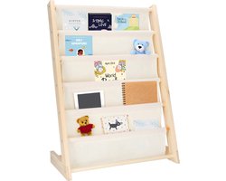 Muntel® Boekenkast Kind - Hout - Linnen - 81 x 58,5 x 30 CM