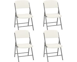 Muntel® Klapstoel - Vouwstoel - Kampeerstoel - Opvouwbaar - Stoel - Kunststof - Waterbestendig - Wit - Grijs - Voor Binnen en Buiten - 4 Stuks