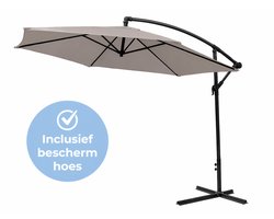 Muntel® Zweefparasol met Voet 300 cm - Kantelbaar - Parasol met Ventilatie - Inclusief Beschermhoes - Taupe