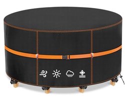 MUPAS Tuintafelafdekking, rond, waterdicht, winddicht, zware belasting, 420D Oxford-weefsel, verbeterd afdekzeil, tuinmeubelen voor tuintafel, zitgroep, 130 x 71 cm