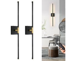 MUPOO Draadloze LED Wandlamp Binnen 360° Draaibaar (2 Stuks)-wandlamp oplaadbaar USB-C met Afstandsbediening &Touch Control,10000mAh - Tot 80 Uur Licht Dimmbaar, wandlampen Voor Woonkamer,Slaapkamer &Hal