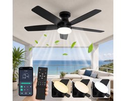 MUPOO Modern Plafondventilator met Lamp Walnoot Omkeerbare bladen 106 cm-Afstandsbediening & App Bediening-Stille DC Motor-Dimbare LED &6 Snelheden-Zomer &Winterstand-plafonniere met ventilator Voor Slaapkamer/Woonkamer-Multiplex bladen