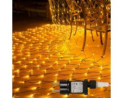 MUPOO Netverlichting LED Lichtgordijn Binnen & Buiten - Voorzien van Geheugenfunctie en 8 Lichtstanden, IP44 Waterdicht, Laag Voltage en Energiezuinig. Perfecte Kerstverlichting voor Raam, Muur en Tuin - Geel 3x2 meter 200 LEDs