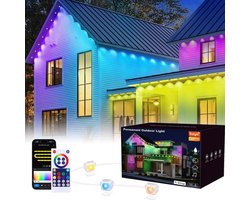 MUPOO Permanente Lichtsnoeren voor Dakrand - Slimme Verlichting - Met Afstandsbediening - App - WIFI - 30 meter - 60 LED - IP65 Waterdicht - Buitenverlichting Kerstmis - Sfeerverlichting voor thuis