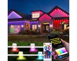 MUPOO Permanente Lichtsnoeren voor Dakrand - Slimme Verlichting - Met Afstandsbediening - App - WIFI - 45 meter - 90 LED - IP65 Waterdicht - Buitenverlichting Kerstmis - Sfeerverlichting voor thuis