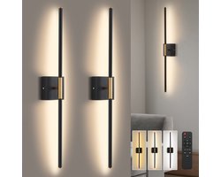 MUPOO Set van 2 Oplaadbare Wandlamp Binnen – 330° Rotatie – Draadloze LED Wandlampen – Dimbaar 3000K-6000K – Touch & Afstandsbediening – USB-C – Moderne Muurlampen voor Woonkamer Slaapkamer Hal