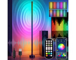 MUPOO Slimme LED Staande Lamp - RGB Moderne Hoeklamp - Sfeerverlichting - Afstandbediening - App - Dimbaar - voor Woonkamer - Slaapkamer - Feest - Speelkamer