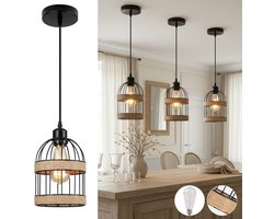 MUPOO Vintage Hanglamp 1-Lichts - Kroonluchter in Verstelbare Hoogte - 2700–3500K - Farmhouse Industrieel Plafondlamp voor Keukeneiland, Eetkamer & Bar - E27 Fitting