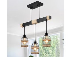 MUPOO Vintage Hanglamp 3-Lichts - Kroonluchter in Verstelbare Hoogte - 2700–3500K - Farmhouse Industrieel Plafondlamp voor Keukeneiland, Eetkamer & Bar - E27 Fitting
