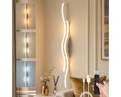 MUPOO Wandlamp binnen Oplaadbaar Draadloos met Afstandsbediening- Zonder boren-10000mAh-Modern USB Wandlampen met 3 Lichtkleuren- Wandverlichting voor Slaapkamer,Woonkamer,Gang & Hal-Zwart-1 stuk