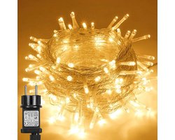 MUPOO Warm wit Kerstverlichting Buiten - 20 m 200 LED's - met stekker - 8 modi - IP44 Waterdicht - met Timer en Geheugenfunctie - Ideaal voor Binnen en Buiten - Perfect voor Kerstdecoratie - Kerstversiering