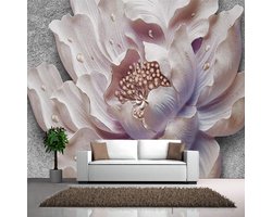 Mural Behang - Bloem Muurschildering - Woonkamer Decor - 3D Relief - 200x140cm - Multicolor