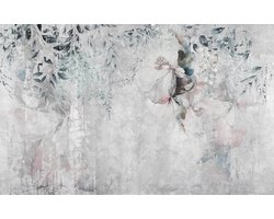 Muralo - 3D behang vliesbehang - fotobehang 3d effect - bladeren motief beton-look behang voor woonkamer slaapkamer wandbehang - abstract fotobehang - Br. 104cm x hoogte. 70,5cm