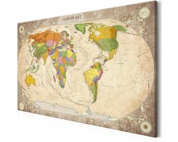 murando Acoustic Painting World Map 90x60cm Acoustic Foam Picture Wall Print on Nonwoven Canvas Wall Picture Art Print Panel Sound Insulation Sound Absorption K-A-0339-b-a