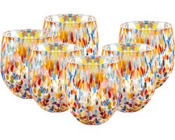 Murano Glazen Set - Mondgeblazen Glaswerk - Water Drinken - Handgemaakt Millefiori - 250 ml - Multicolor
