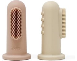 Mushie Finger Toothbrush Blush/Sand - Vingertandenborstel Baby - 2 stuks per verpakking - Tandenborstel Siliconen