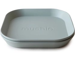 Mushie - Kinderservies Borden Vierkant (Set van 2) - Borden - Sage